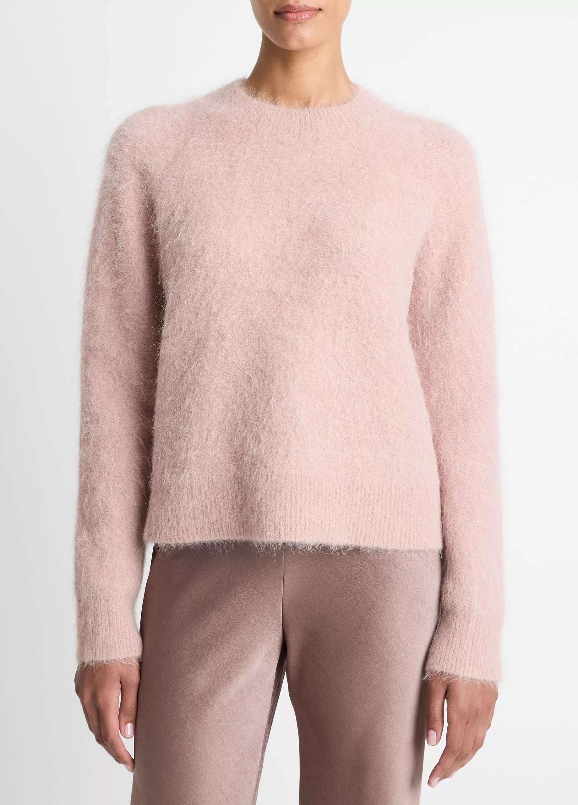 Brushed Alpaca-Blend Crew Neck Sweater