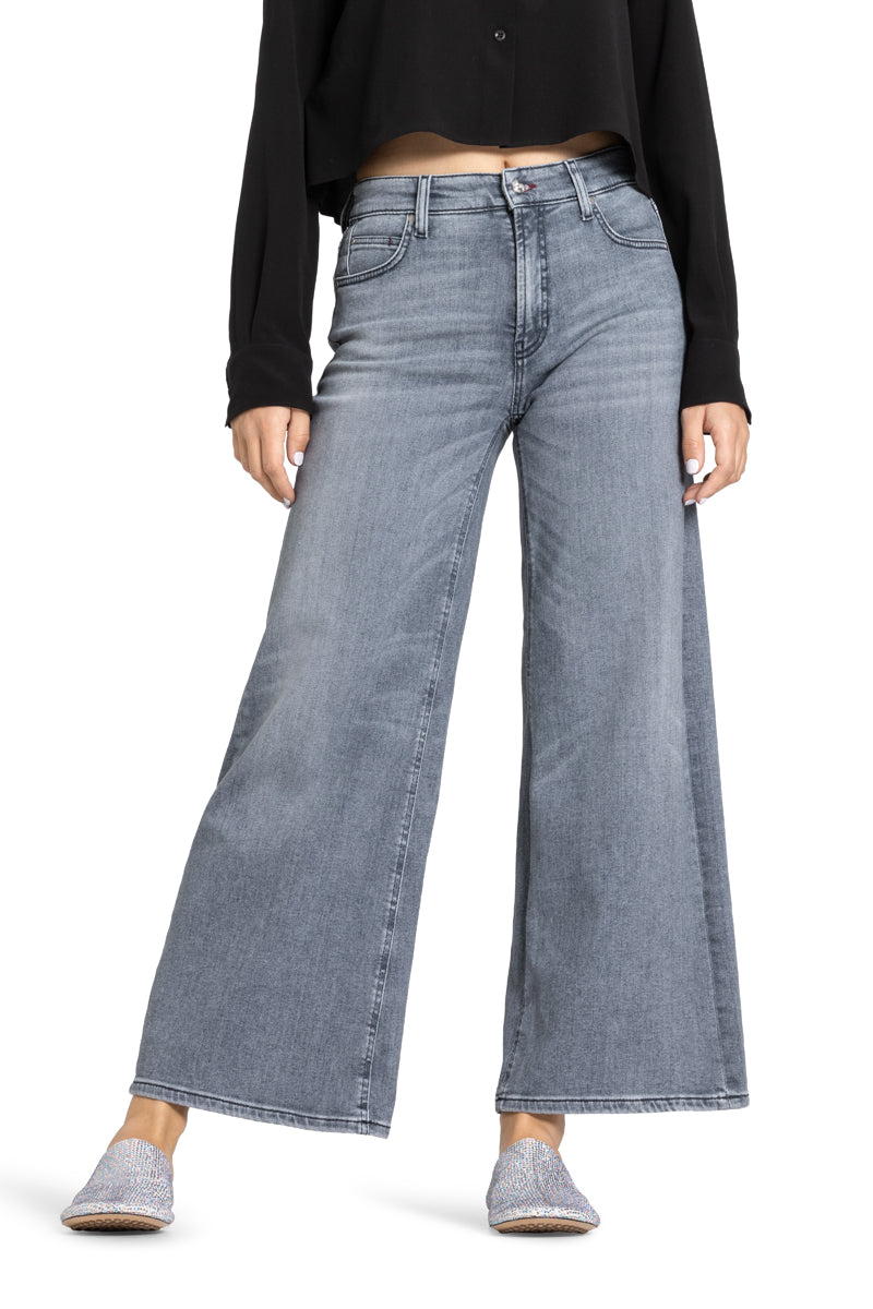 Palazzo Cropped Denim Grey