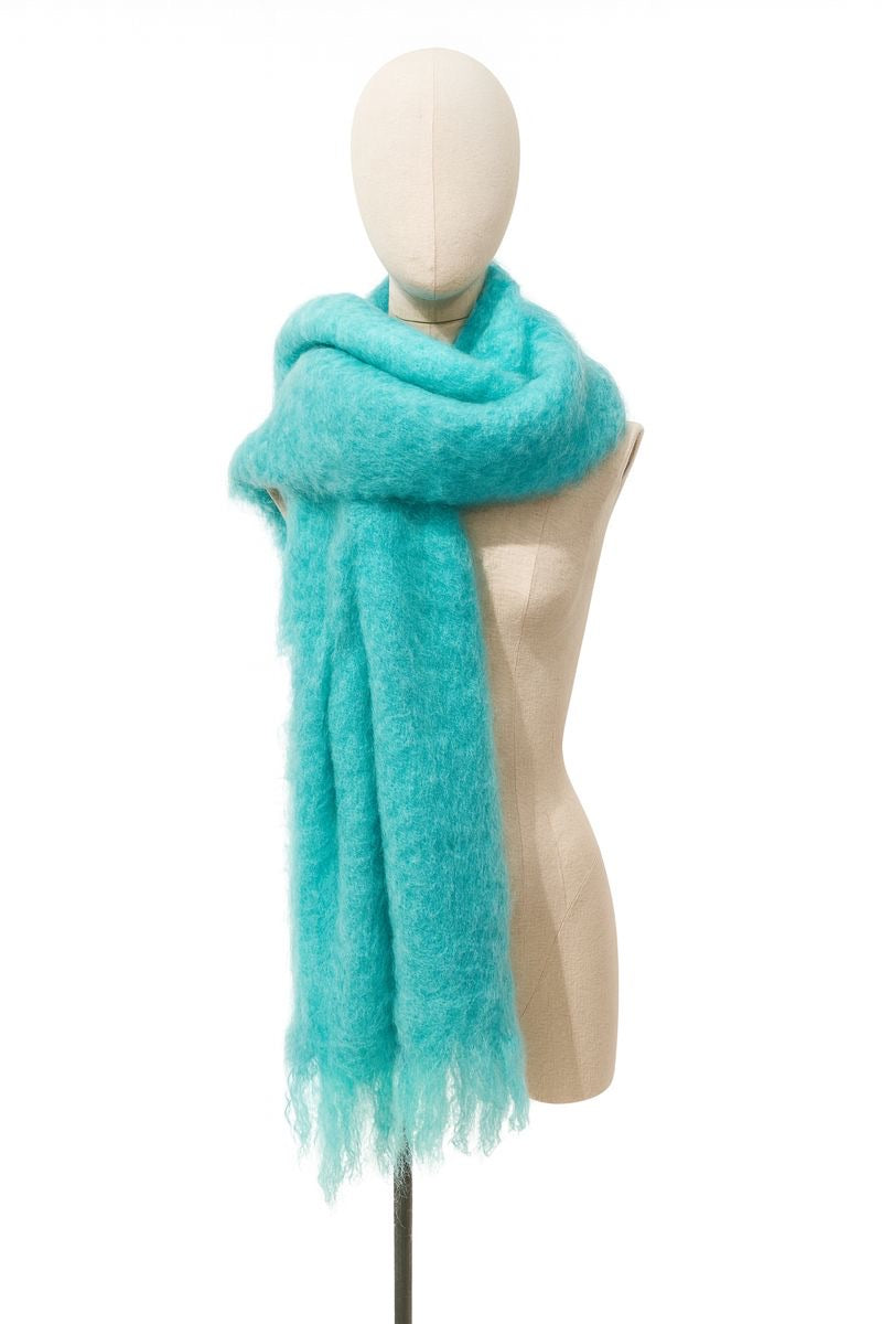 Fluffy sjaal AppelblauwZeegroen