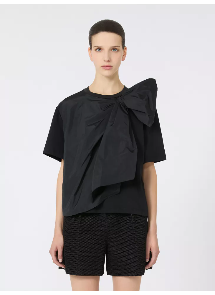 Colle Jersey T-shirt with maxi bow Black