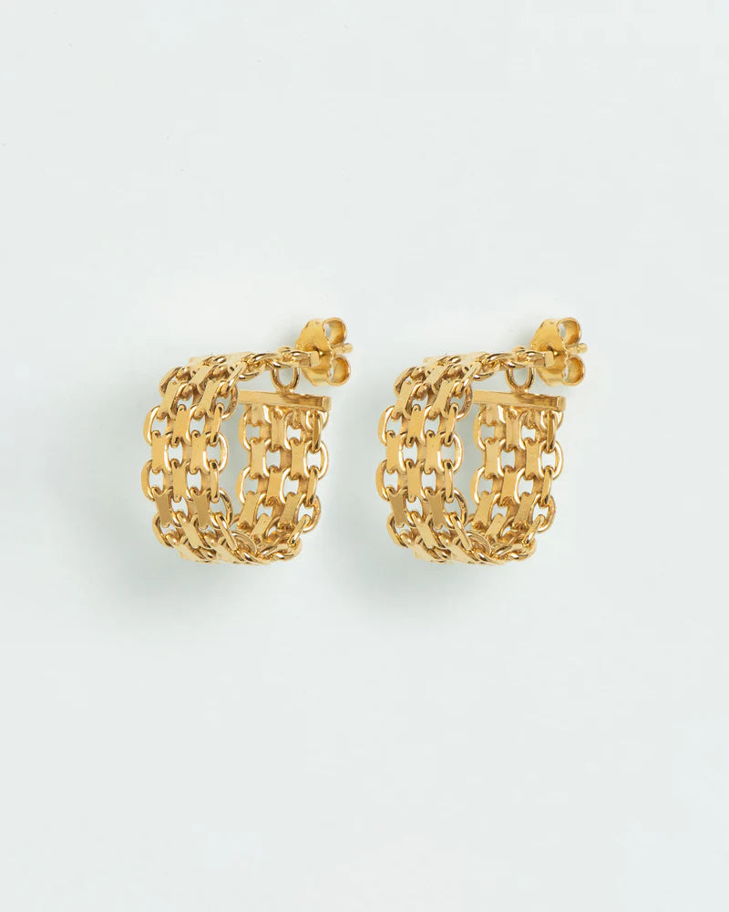 Hoop earrings of falling chain