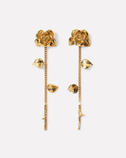 Rose stud earrings with detachable stem