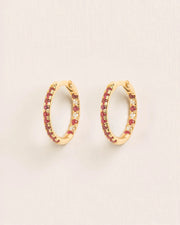 Small hoops with ruby and diamonds in 18 ct. gold