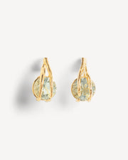 Stud earrings with leaves and green amethyst