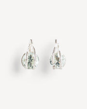 Stud earrings with leaves and green amethyst