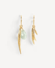 Asymmetric hoops with leaf and green amethyst