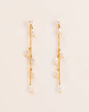 Long stud earrings with pearls