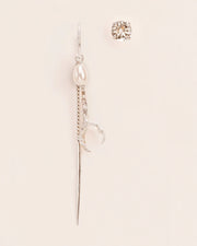 Asymmetric earrings with signature grigri, pearl and crystal