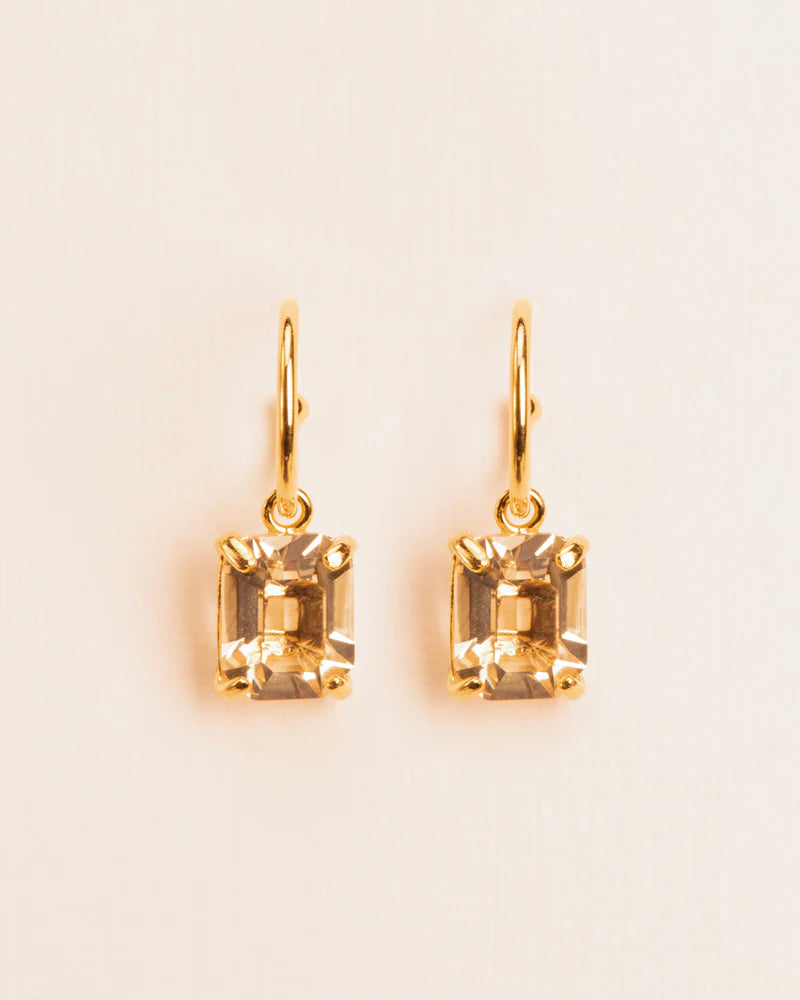 Hoop earrings with citrine crystal