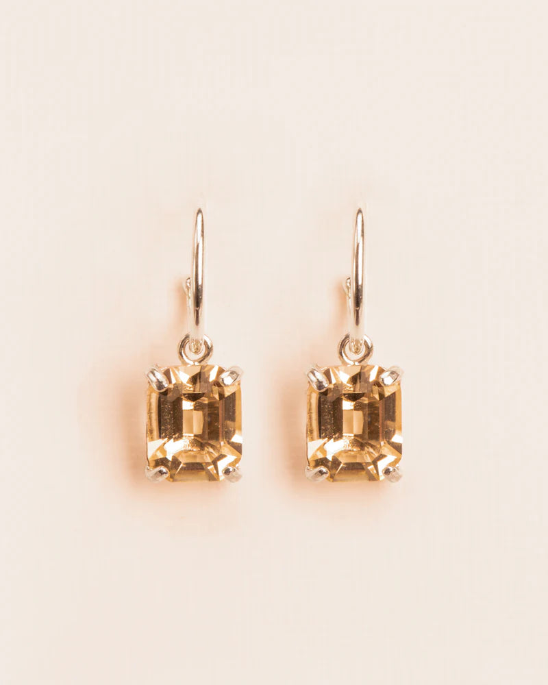 Hoop earrings with citrine crystal