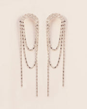 Stud earrings with signature falling chains