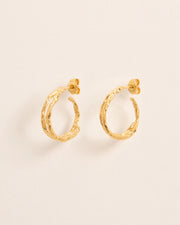 Double branch-textured hoop earrings