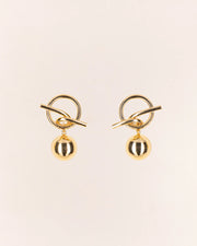 Pendant post earrings with T-bar and sphere