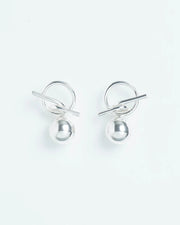 Pendant post earrings with T-bar and sphere