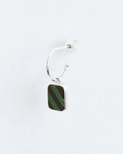 Single hoop earring with malachite and onyx mosaic pendant
