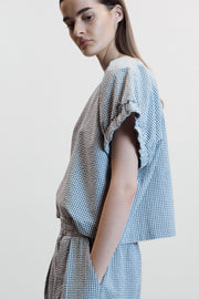 Pepper top Seersucker Green Vicky