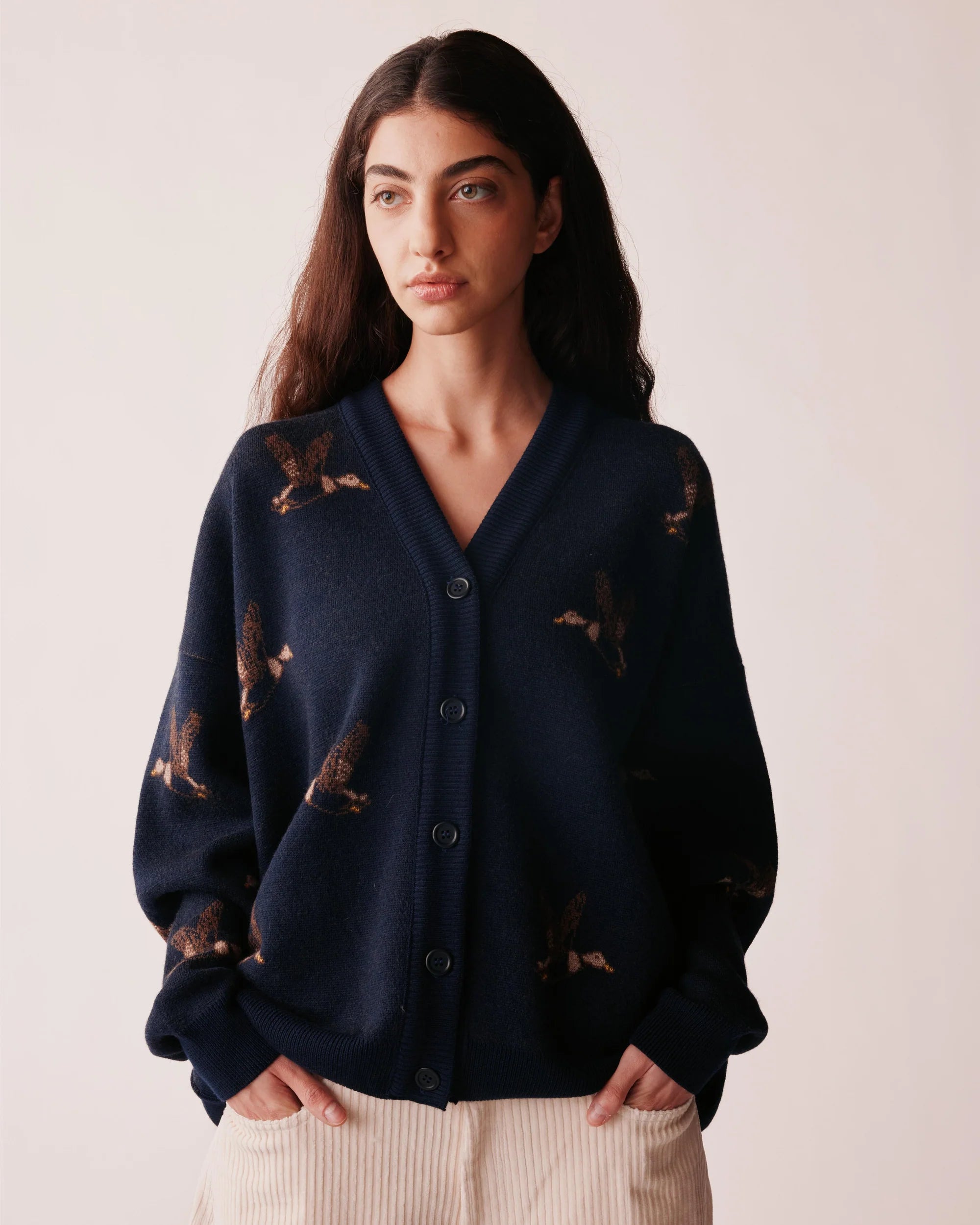 Lia navy with Ducks Cardigan