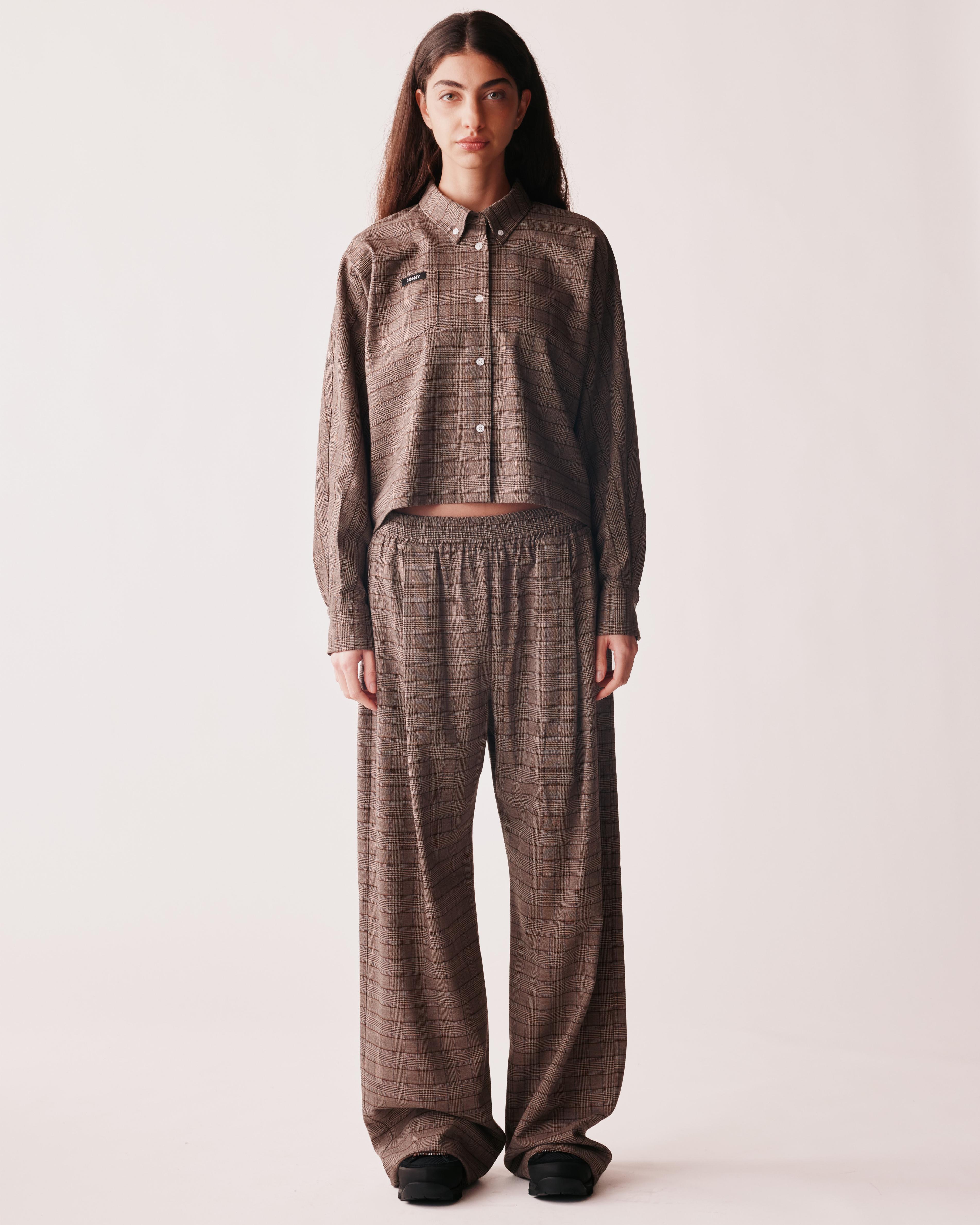 Berro blouse brown check