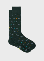 Dark Green Cotton-Blend 'Whippet' Socks