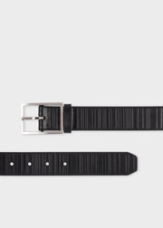 Black 'Shadow Stripe' Leather Belt
