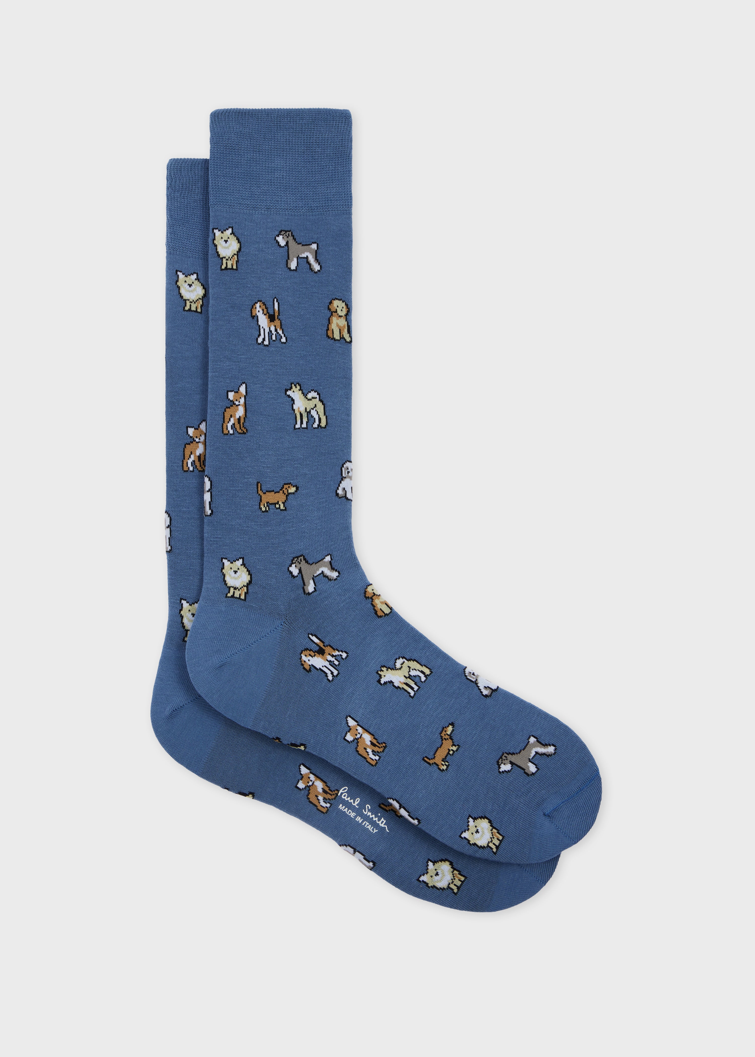 Blue Cotton-Blend 'Dogs' Socks