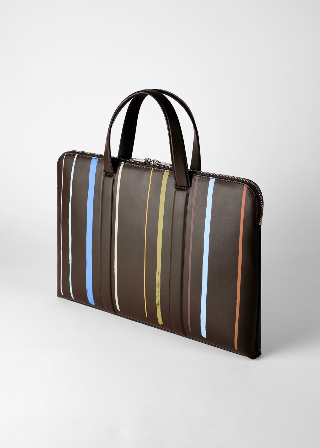 Brown 'Painted Stripe' Slim Leather Folio