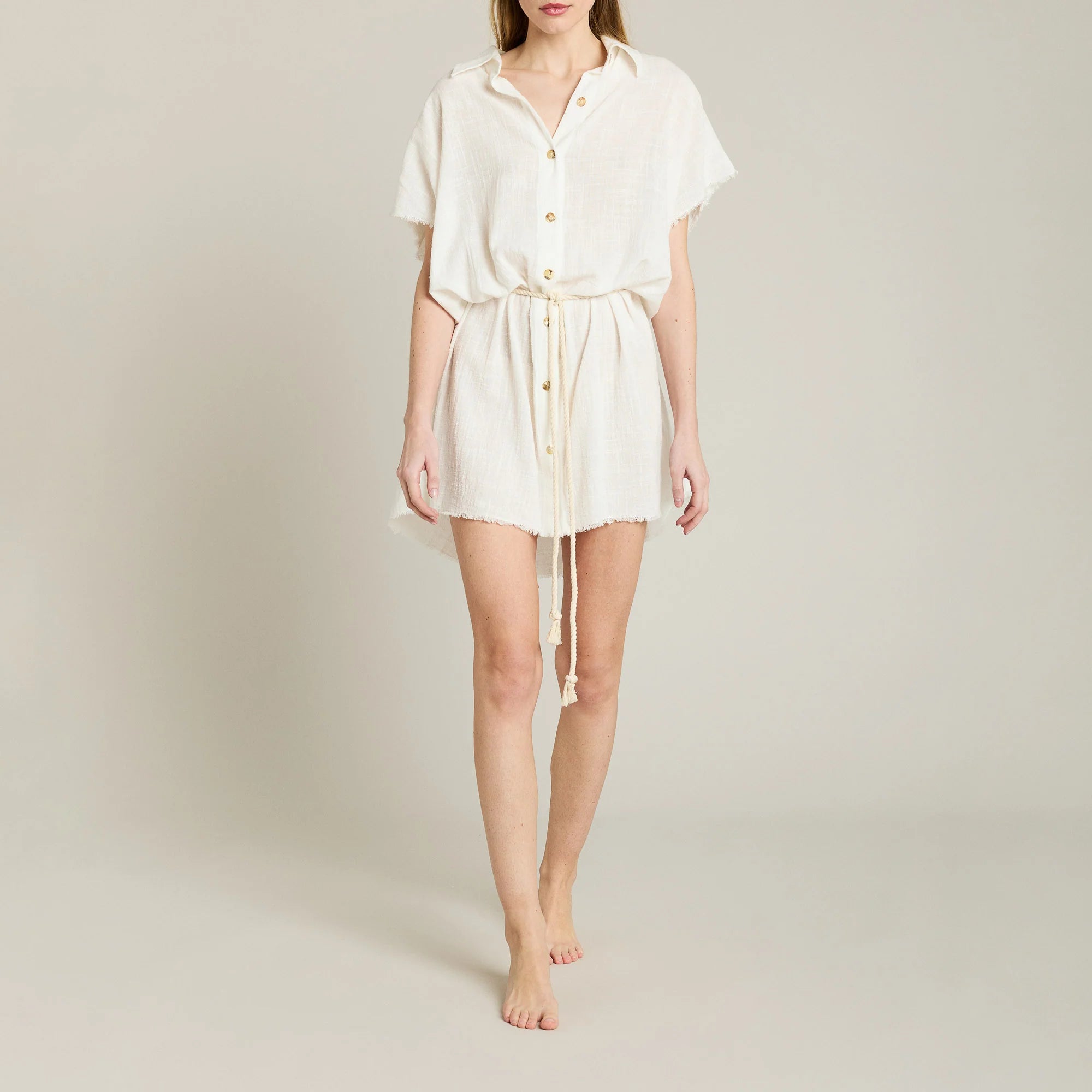 Paros short shirt dress Off White