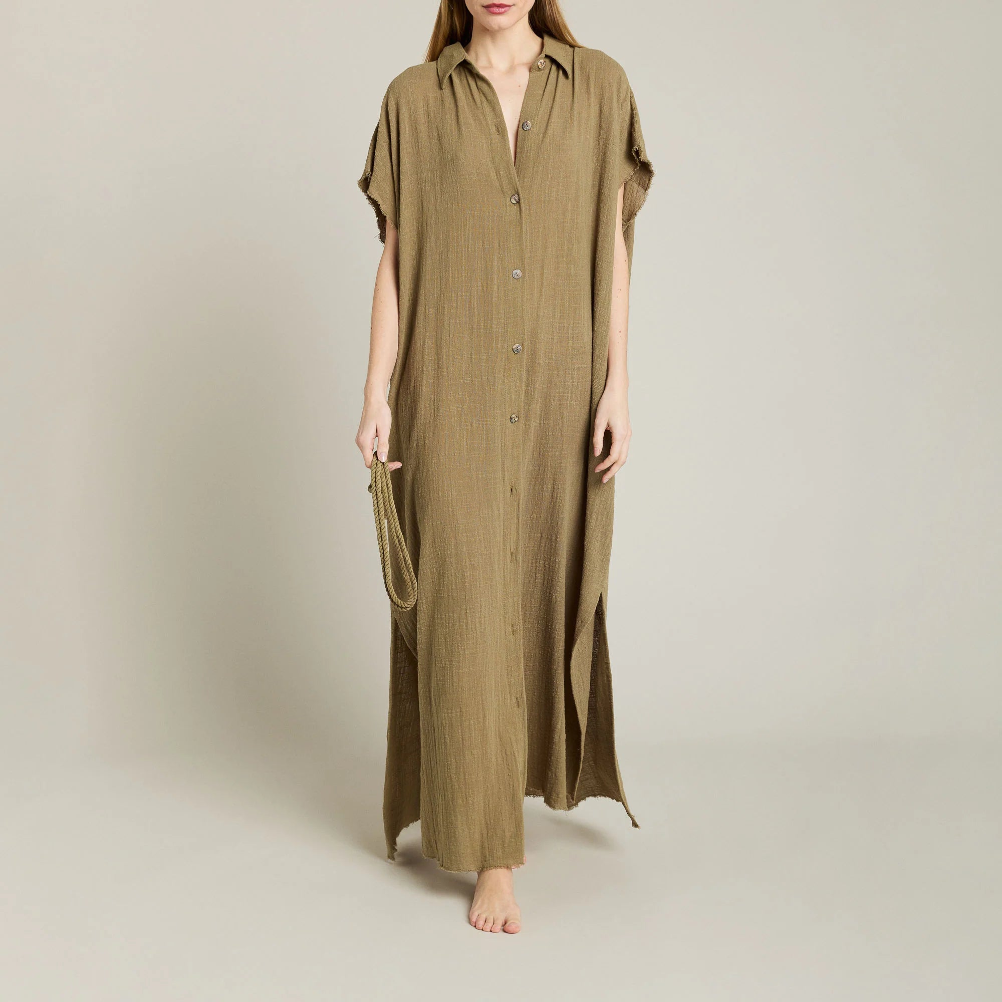 Santorini long shirt dress Sesame