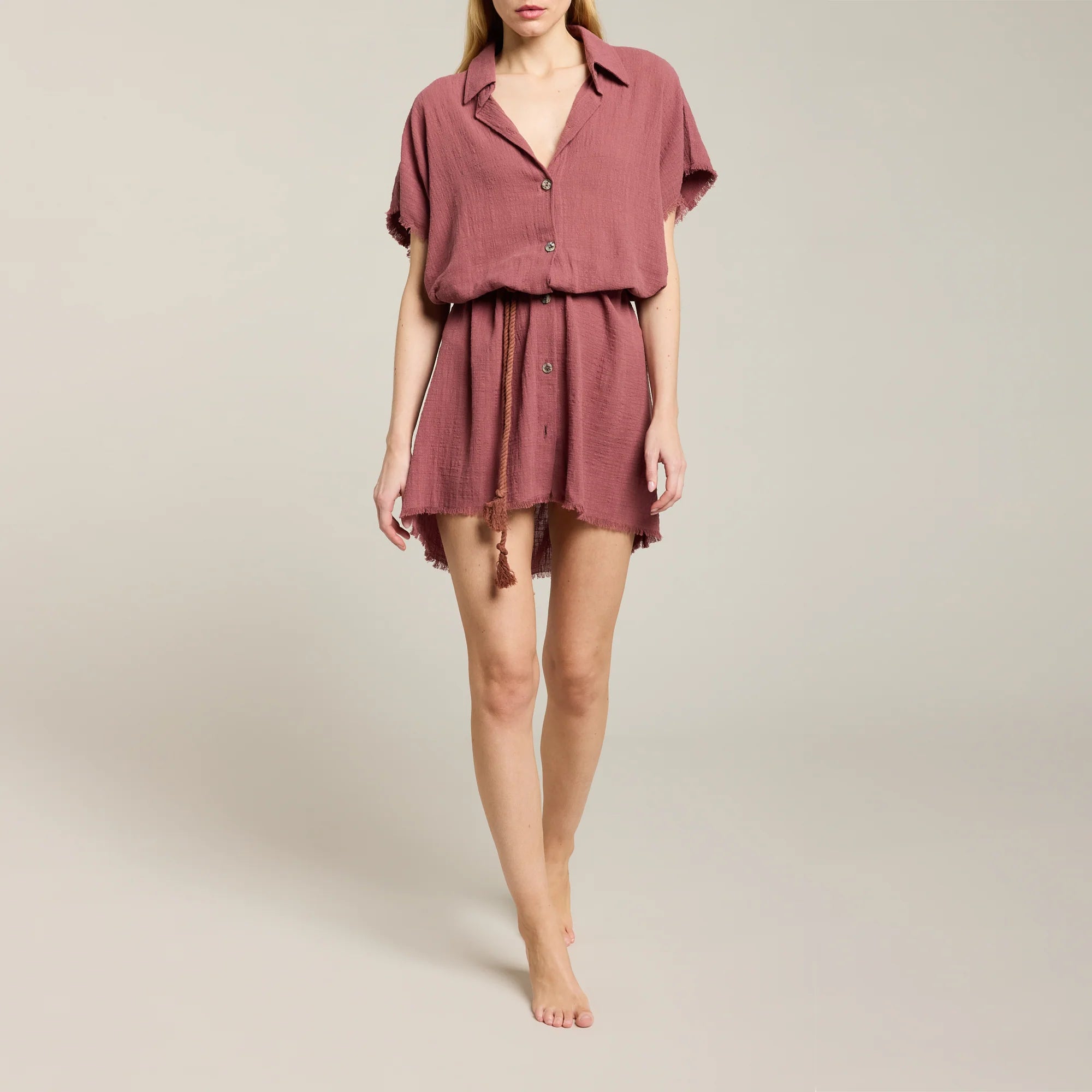 Paros short shirt dress Fig