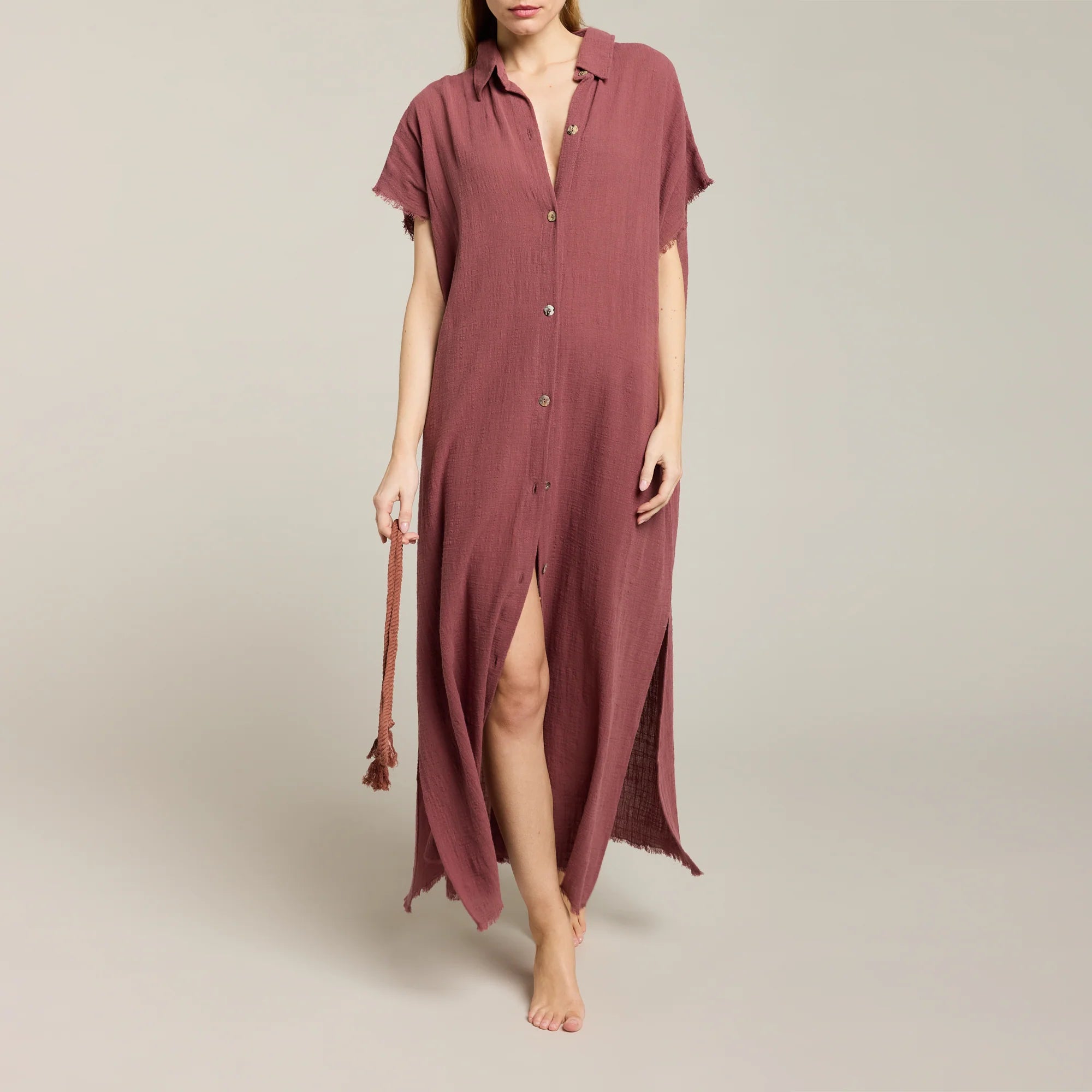 Santorini long shirt dress Fig