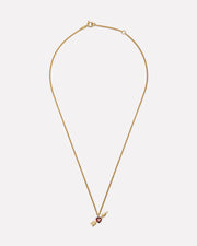 Necklace with heart-shaped garnet and arrow pendant