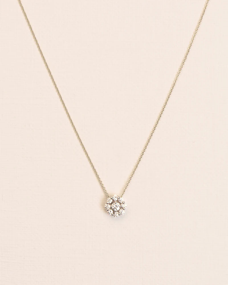 Necklace with white diamond rosette in 18 ct. gold