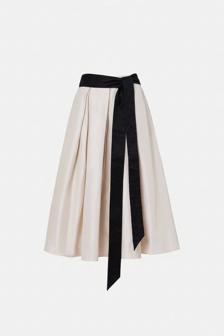 Baschi pleated cotton-blend midi skirt
