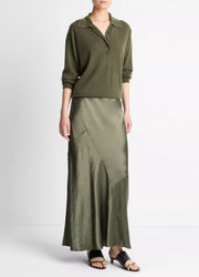 Paneled Satin Bias Skirt Herba