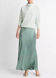 Paneled Satin Bias Skirt Deep Patina