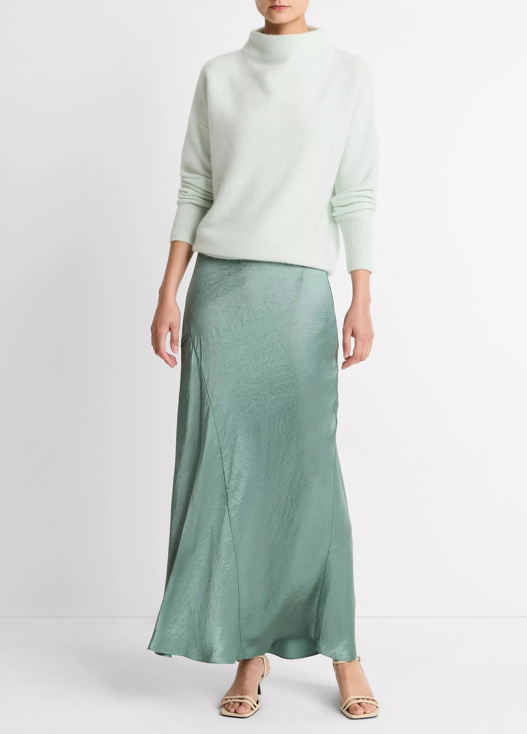 Paneled Satin Bias Skirt Deep Patina