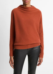 Plush Cashmere Funnel-Neck Sweater Tuscan Red