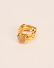 Stacked ring with bamboo leaves and rutilated quartz