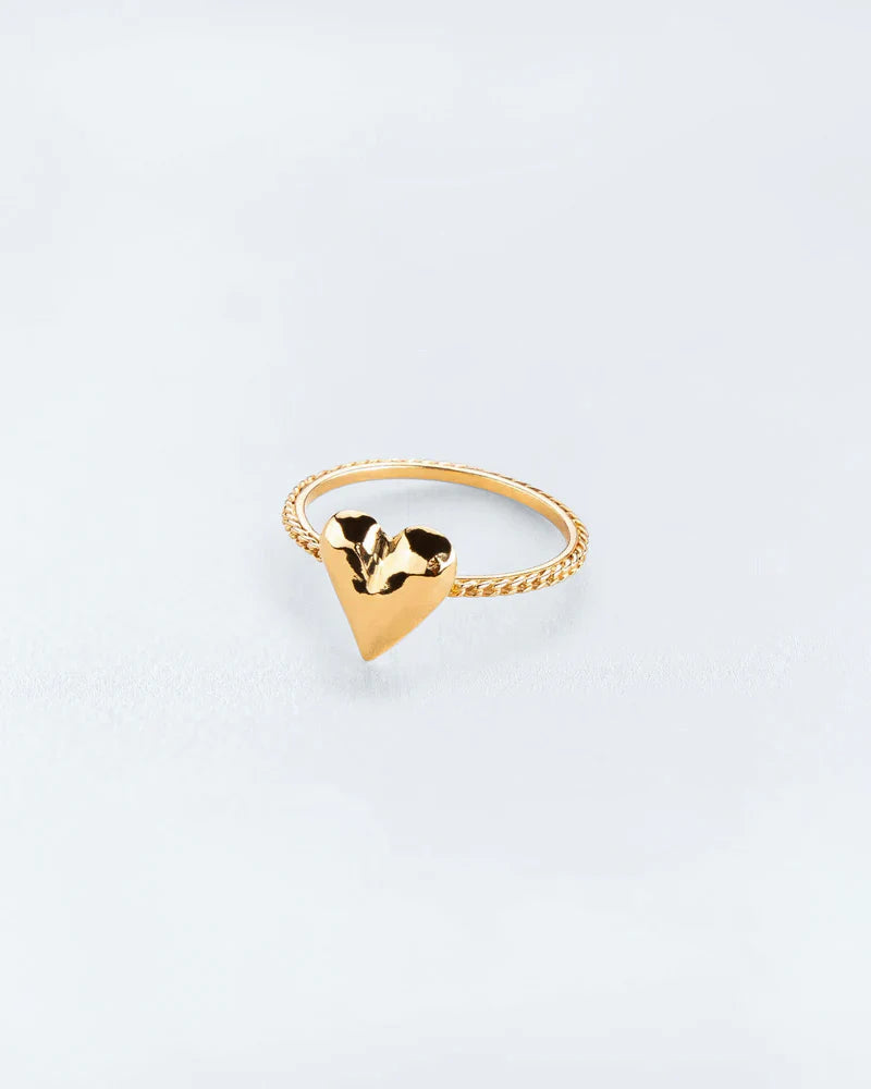 Ring with hammered heart
