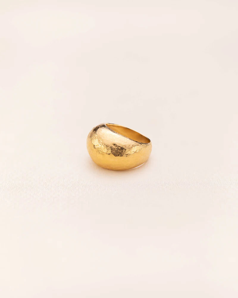 Bold hammered statement ring