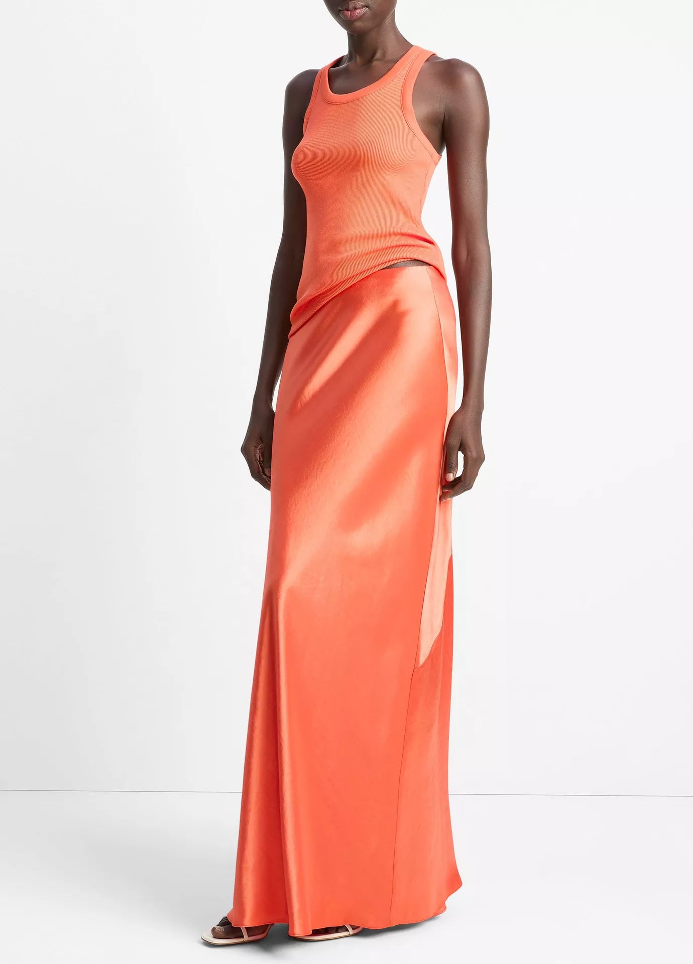 Satin Maxi Skirt Burnt Orange
