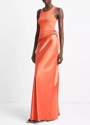 Satin Maxi Skirt Burnt Orange