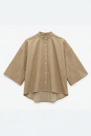 Boxy Shirt Summer Casual Pin Striped Sand