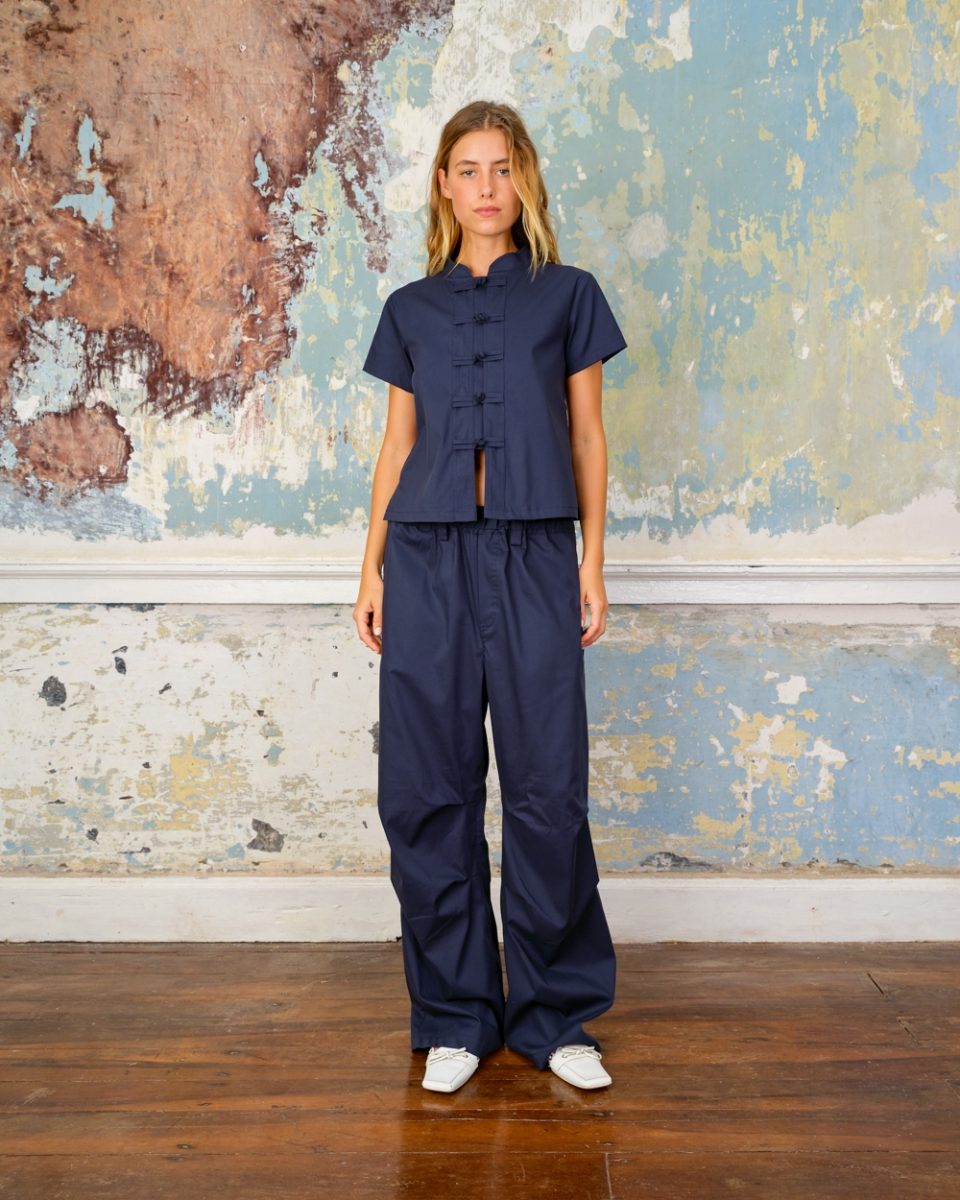 Lotus top stretchy poplin Night Blue