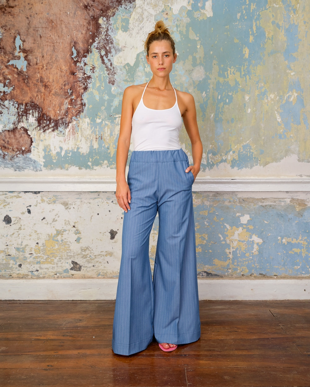 Super woody pin striped Jeans Blue