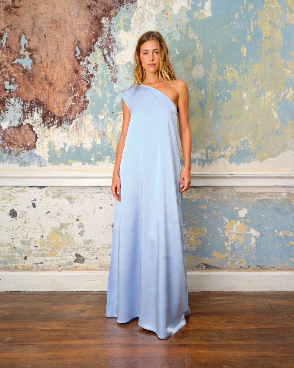 Lauri dress satin Light Blue