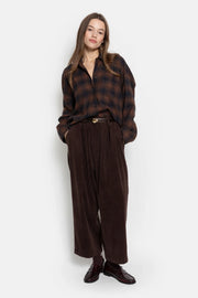Kick Pleated Pants Brown Velvet