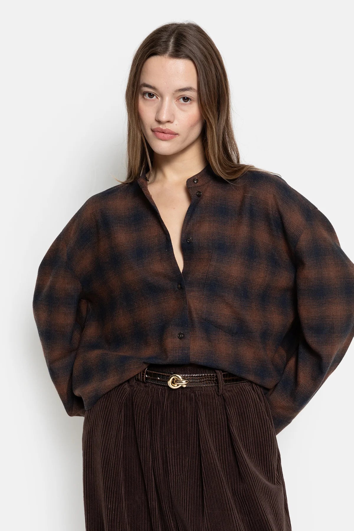 Oops shirt Brown wooly checks