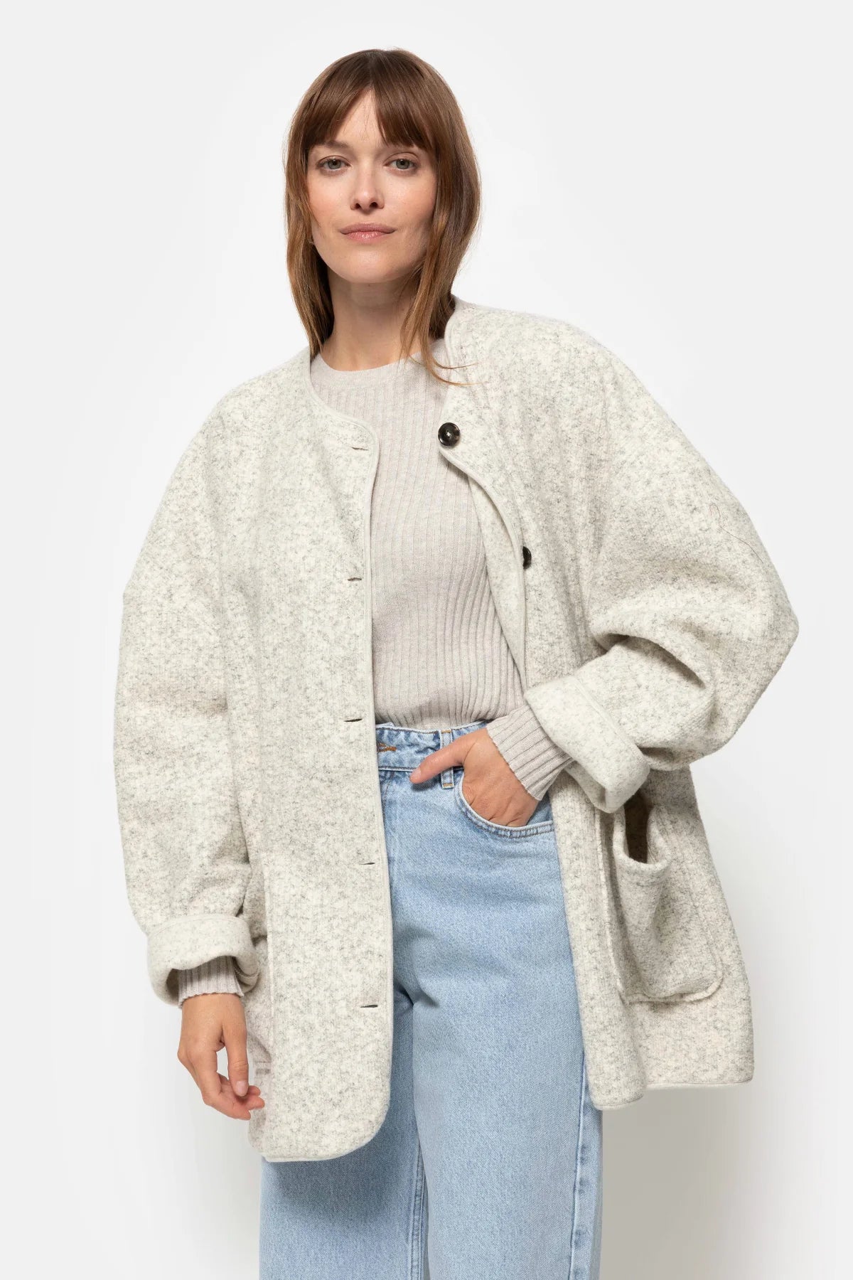 Hannah Wooly Jacket Light Marled Grey