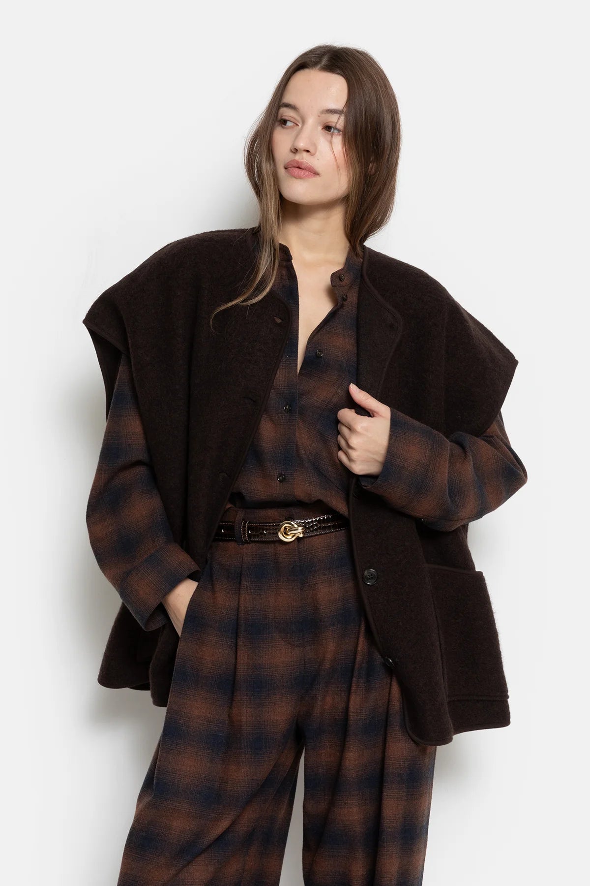 Ines Wooly Oversized Jacket Brown
